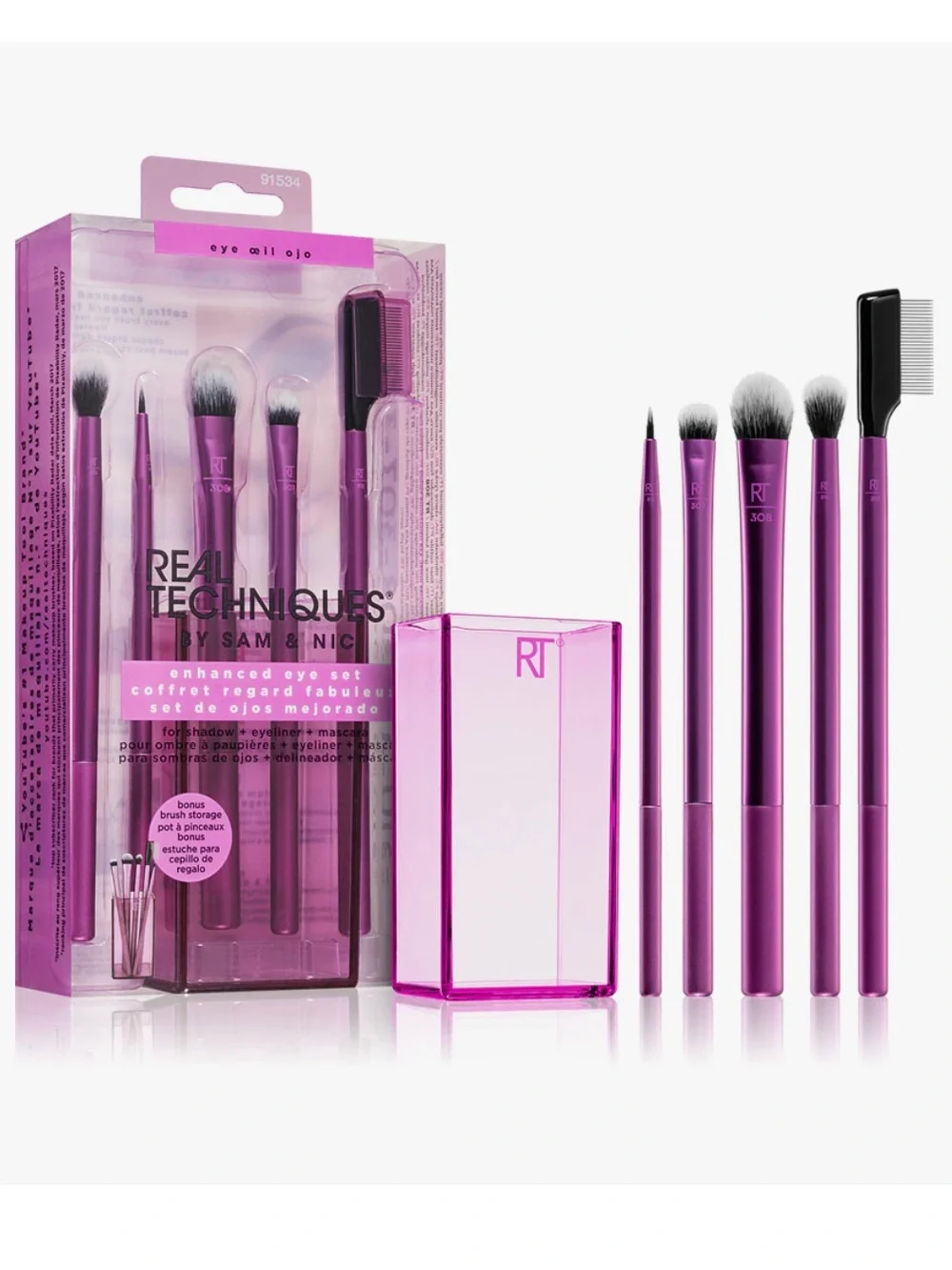 RT Real Techniques Enhanced Eye Set of 6-Eye Brush Set with Holder
